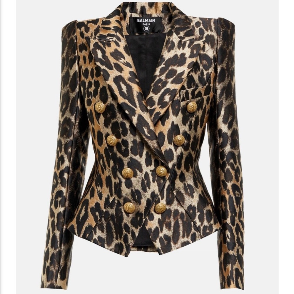 Balmain Animal Print Double-Breasted Blazer Size 36 New (9)